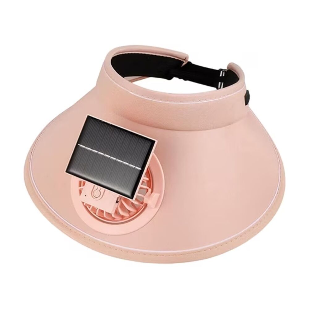 Byujiro Solar-Powered Fan Sun Visor Hat Wide Brim Cooling Cap